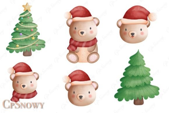 Christmas Bear Tree Graphics: A Versatile Illustration for Publishers