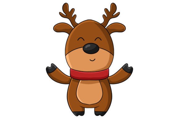Christmas Happy Deer Character: Graphics & Illustrations Review