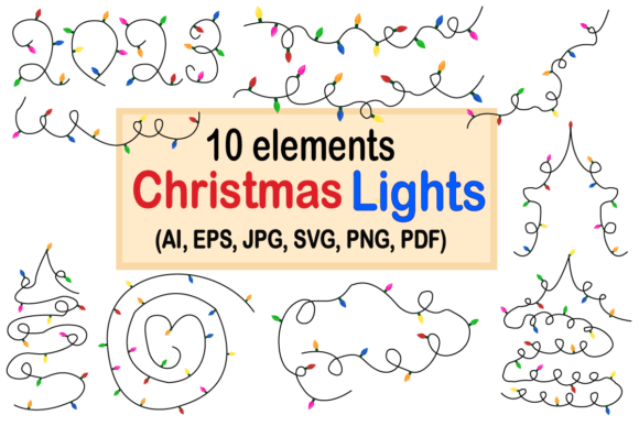 Christmas Lights SVG PNG EPS JPG Bundle: Graphics & Illustrations