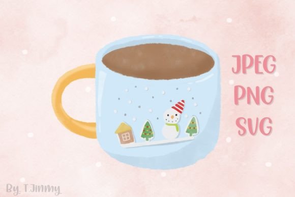 Christmas Snowman Light Blue Mug Graphics & Illustrations