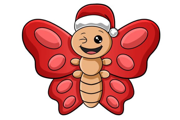 Cute Christmas Character Butterfly Graphics & Illustrations