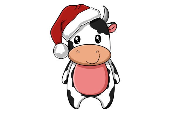 Cute Christmas Cow Illustration: Graphics Review