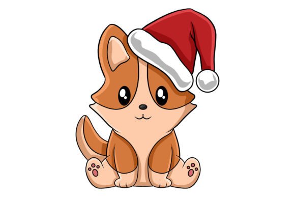 Cute Christmas Happy Dog Character: Graphics & Illustrations