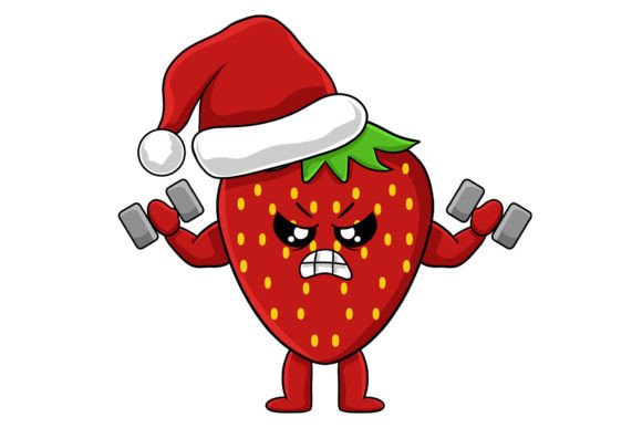 Cute Christmas Strawberry Character Graphics & Illustrations