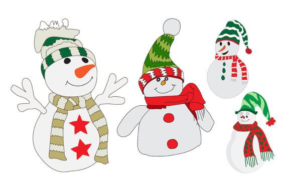 Cute Snowman Graphics: Illustrations for Commercial Use