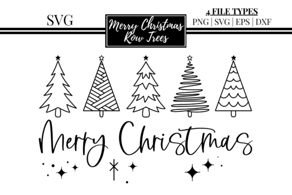 Merry Christmas Row Trees SVG: Festive Graphics & Illustrations