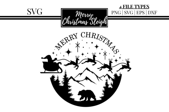 Merry Christmas Sleigh SVG: Festive Graphics & Illustrations